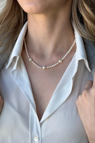 4,5 mm Dorikalı Doğal İnci Kolye ürün görseli 1