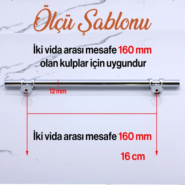 Metal Kulp Mobilya Çekmece Mutfak Dolabı Dolap Kulpları Kulbu Kulpu 160 mm -16 cm Krom Renk - Resim 2