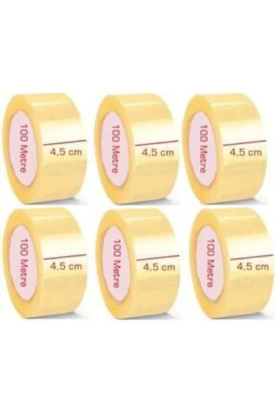 6 Adet 100 Metre Akrilik Koli Bandı 45mmx100 M Kopmayan Koli Bandı Güçlü Koli Bandı
