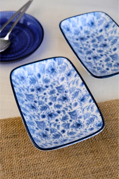 TABAK EVİ Blue Heaven Kayık Tabak 2 li 17x12x3cm - 4