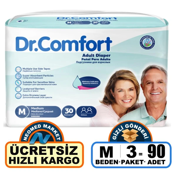 Dr.Comfort Belbantlı Orta Boy M 30'lu 3 Adet Hasta Bezi