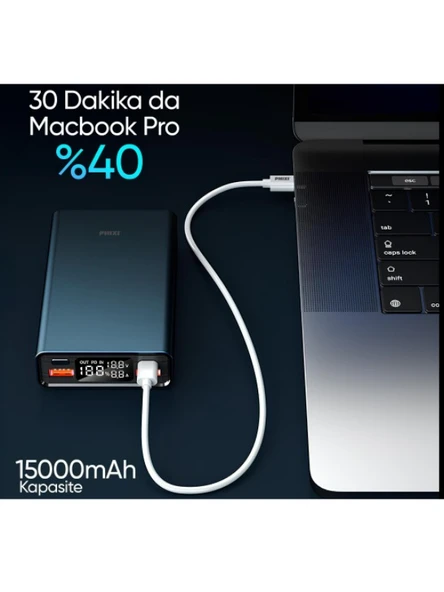 15000 mAh Powerbank 100W Süper Hızlı, 3 Çıkışlı Şarj Cihazı - Laptop Uyumlu Hızlı Powerbank - 3
