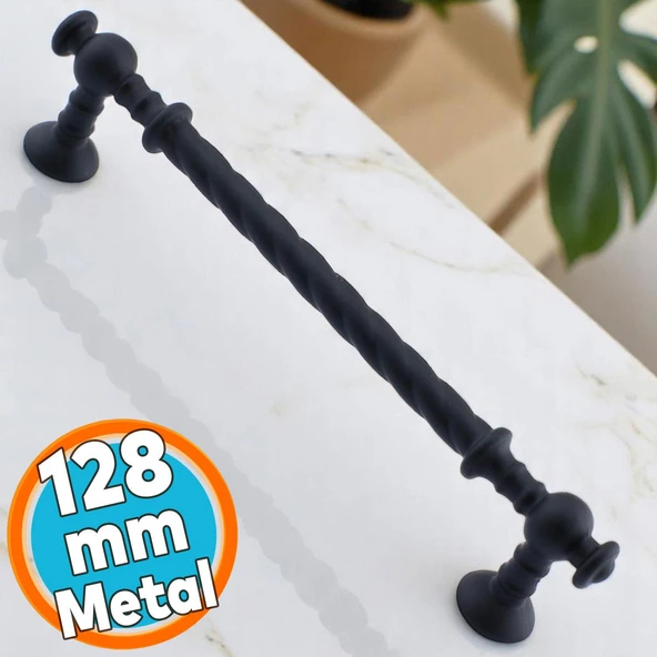 Mobilya Mutfak Dolabı Çekmece Dolap Kapak Kulpu Kulpları Kulbu (128 MM-12.8 CM) Mat Siyah Kulp