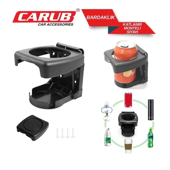CARUB Bardaklık Katlanır Otomatik Monteli Siyah - 2