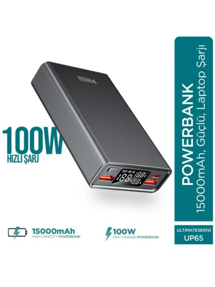 15000 mAh Powerbank 100W Süper Hızlı, 3 Çıkışlı Şarj Cihazı - Laptop Uyumlu Hızlı Powerbank - 2