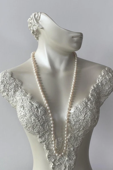 Düğümlü Doğal Tatlı Su İncisi Kadın Kolye ürün görseli 1