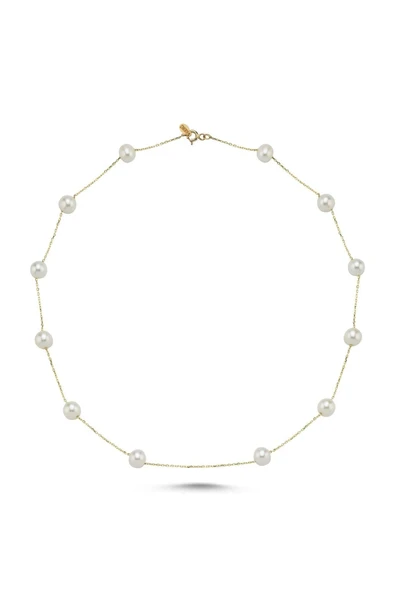 6,5 mm Zincirli Doğal İncili Kolye - Resim 6