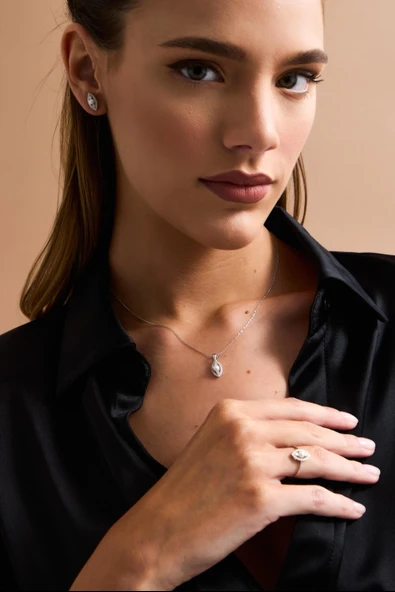 Göz Doğal İncili 0,15 Karat Pırlanta Kolye - Resim 3