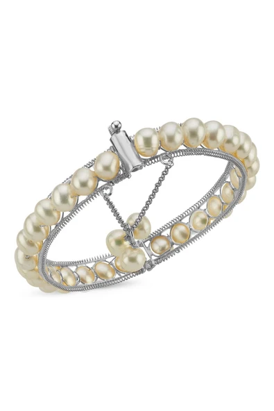 8,5 mm Tek Sıra Doğal Tatlı Su İncisi Kadın Bilezik - Resim 3