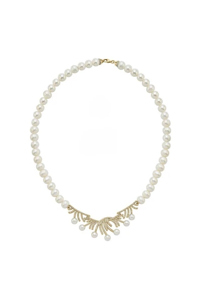 7,5 mm Zirkon Taşlı Doğal İnci Kolye - Resim 3