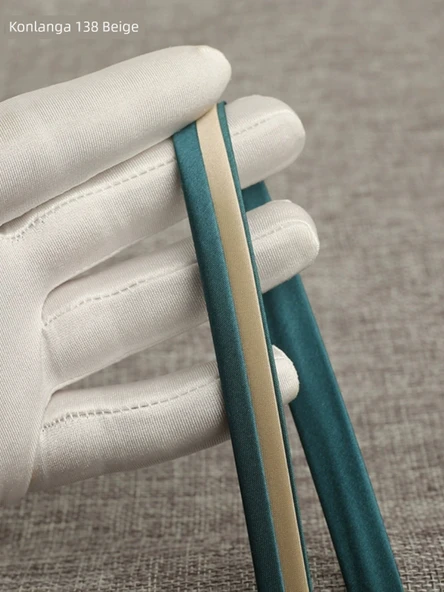 İki Renkli Yapay İpek Saten Biye Şerit - Koyu Mavi (103 Tibet Mavisi ve Beyaz 5 m) - Resim 5