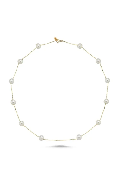 6,5 mm Zincirli Doğal İncili Kolye ürün görseli 1