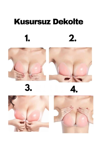 Kadın Yapışkanlı Dolgulu Klipsli Et Sütyen Miss Feliz - Resim 8