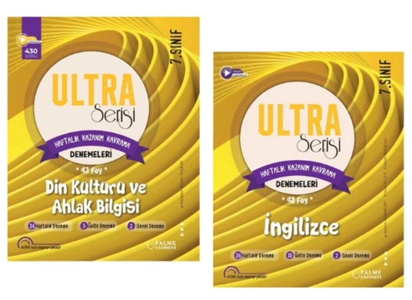PALME YAYINLARI 7.SINIF DİN - İNGİLİZCE KAZANIM KAVRAMA DENEME SETİ