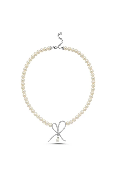 7,5 mm Fiyonklu Damla Sallantılı Doğal İnci Kolye - Resim 7