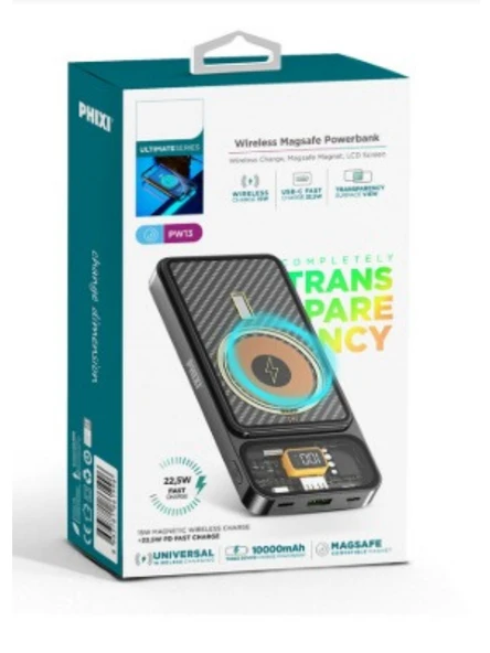 Ultimate PW13 10000mAh Kablosuz Şarjlı Powerbank, Transparan Tasarım, Portatif Powerbank - 3