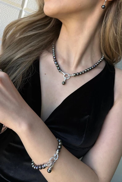 8,5 mm Halka Kilitli Doğal İnci Kolye - Resim 3