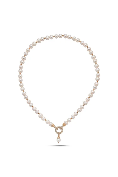 7,5 mm Dorika Toplu Halka Kilitli Doğal İnci Kadın Kolye - Resim 4