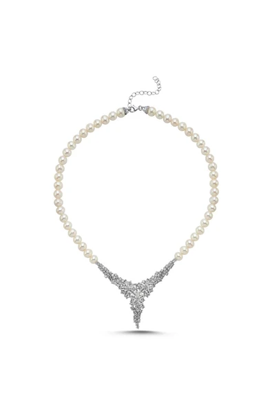 7,5 mm Zirkon Taşlı Doğal İnci Kolye - Resim 2