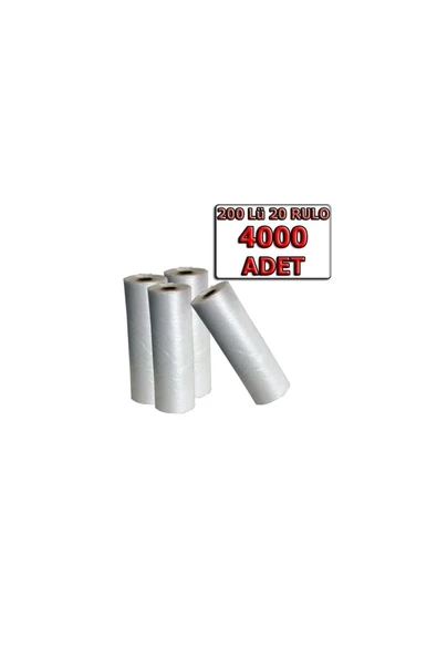 4000 Adet Rulo Market Manav Poşeti 200 Adet X 20 Rulo Toplam 4000 Adet Hışır Poşet Rulo Poşet - 2