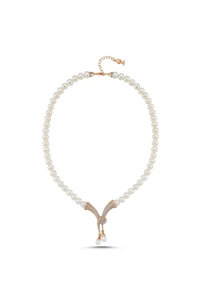 7,5 mm Fiyonk Doğal İnci Kadın Kolye - Resim 5