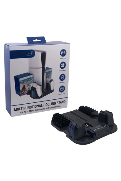 GP-521 PS5 Slim Disk/PS5 Slim Dijital Uyumlu Multifonksiyonel Soğutucu Fan Şarj Stand - 8