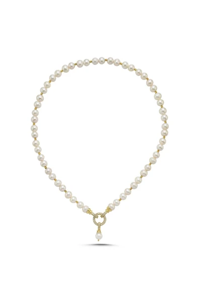 7,5 mm Dorika Toplu Halka Kilitli Doğal İnci Kadın Kolye - Resim 6