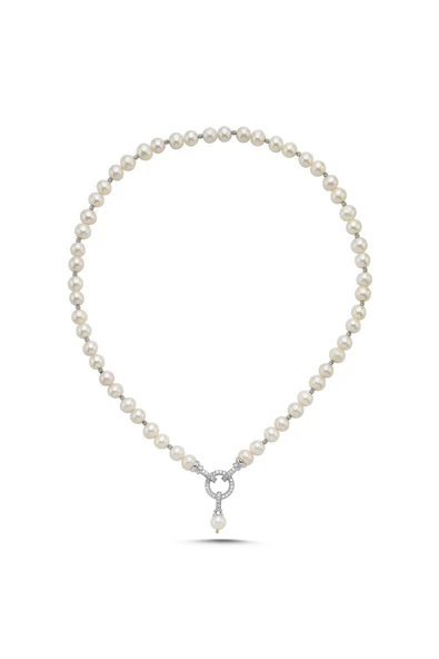 7,5 mm Dorika Toplu Halka Kilitli Doğal İnci Kadın Kolye - Resim 5