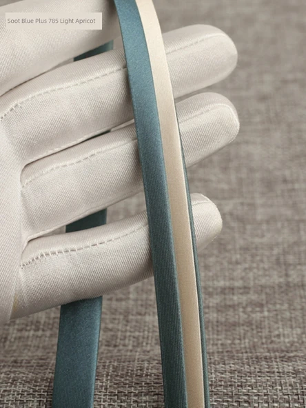 İki Renkli Yapay İpek Saten Biye Şerit - Koyu Mavi (103 Tibet Mavisi ve Beyaz 5 m) - Resim 4