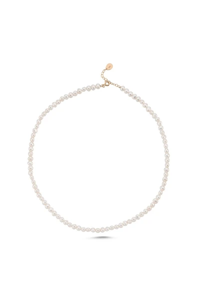 4,5 mm Sıralı Doğal İnci Erkek Kolye - Resim 3