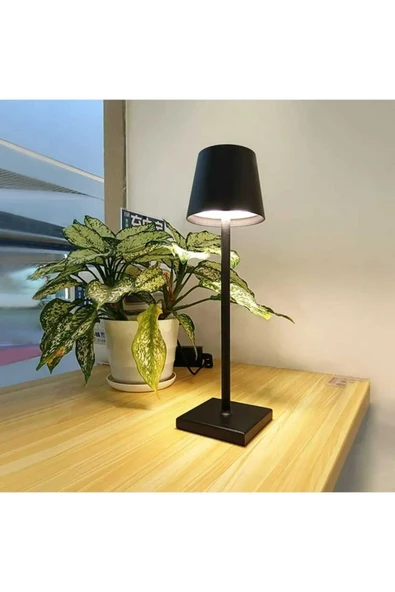CATA CT-8437 LED Dekoratif Şarjlı Masa üstü Lambası dokunmatik 3 farklı renk ayarı lamba siyah
