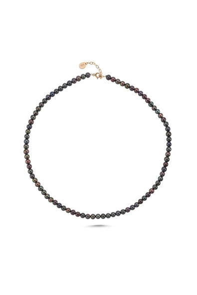 7,5 mm Siyah Doğal İnci Sıralı Erkek Kolye - Resim 4