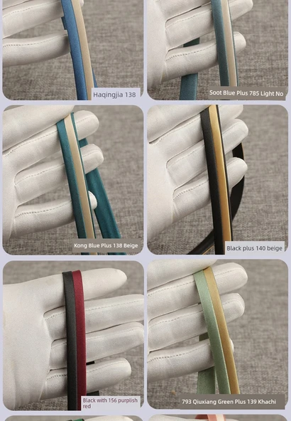 İki Renkli Yapay İpek Saten Biye Şerit - Koyu Mavi (103 Tibet Mavisi ve Beyaz 5 m) - Resim 9