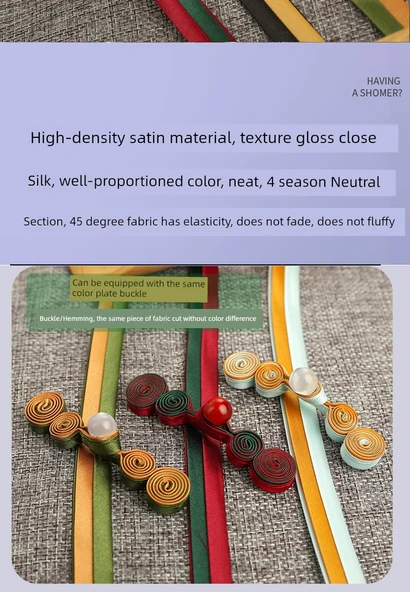 İki Renkli Yapay İpek Saten Biye Şerit - Koyu Mavi (103 Tibet Mavisi ve Beyaz 5 m) - Resim 7