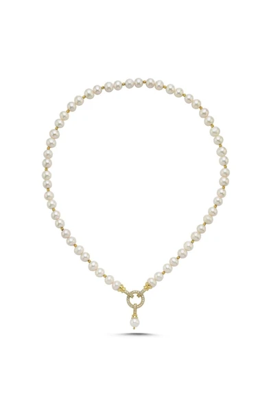 7,5 mm Dorika Toplu Halka Kilitli Doğal İnci Kadın Kolye ürün görseli 1