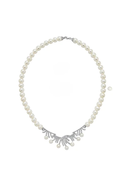 7,5 mm Zirkon Taşlı Doğal İnci Kolye - Resim 5