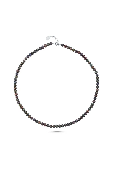 5,5 mm Sıralı Doğal İnci Erkek Kolye - Resim 2