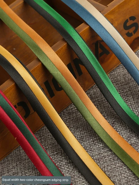 İki Renkli Yapay İpek Saten Biye Şerit - Koyu Mavi (103 Tibet Mavisi ve Beyaz 5 m) - Resim 2