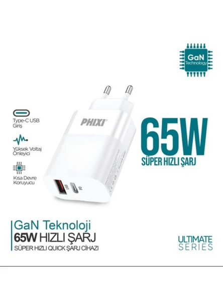 Ultimate UPD4165 65W PD Çift Çıkışlı Hızlı Şarj Adaptör, Hızlı Şarj Başlığı - 2