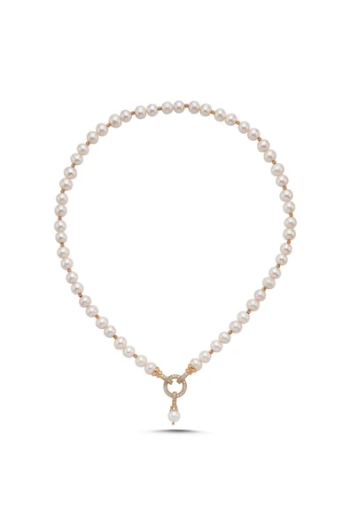 7,5 mm Dorika Toplu Halka Kilitli Doğal İnci Kadın Kolye - Resim 7