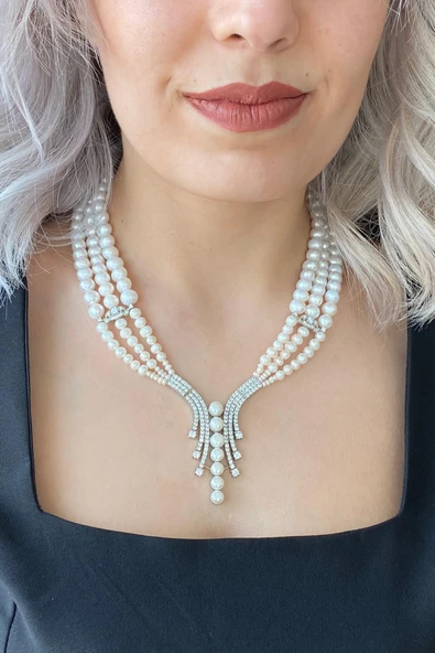 8,5 mm Su Yolu Doğal İnci Kolye - Resim 3