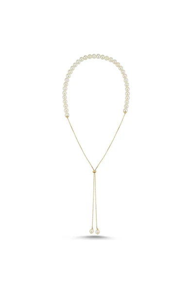 Yarısı Doğal İnci Yarısı Zincir Asansörlü Kolye ürün görseli 1