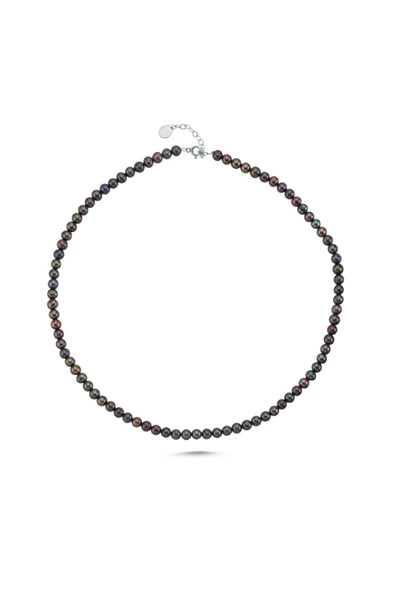 5,5 mm Sıralı Doğal İnci Erkek Kolye - Resim 4