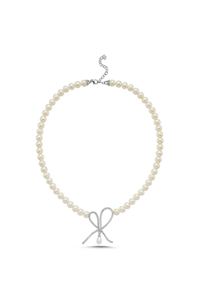 7,5 mm Fiyonklu Damla Sallantılı Doğal İnci Kolye - Resim 2