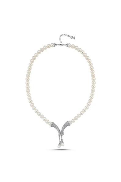 7,5 mm Fiyonk Doğal İnci Kadın Kolye - Resim 6