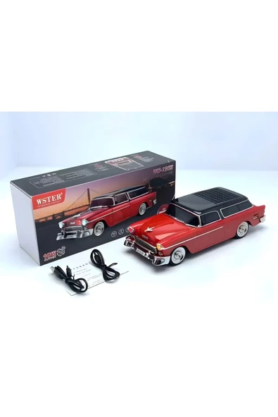 MEGAMUS WS-1955 Chevrolet araba şekilli kablosuz BT hoparlör TF USB FM Handsfree TWS LED şarj edilebilir - 2