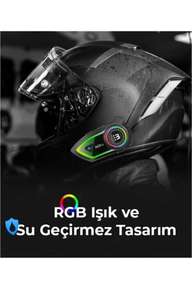 Airstorr A60 2X Motosiklet Kask Kulaklığı Bluetooth Intercom RGB Işıklı 2 Intercom Bağlantılı 300M