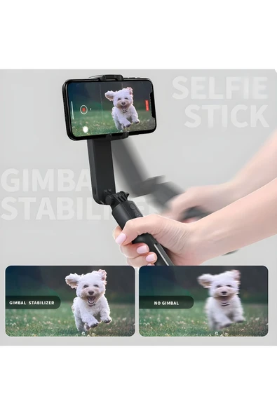 Airstorr Akıllı Telefon L09 Gimbal Sabitleyici Dolgu Işığı Bluetooth Selfie Video Çekim Tripod - 4