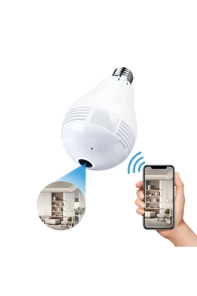MEGAMUS Ampul Kamera WiFi V380 APP Mini Güvenlik IP VR Bulut Depolama 360 Derece Panoramik Kamera