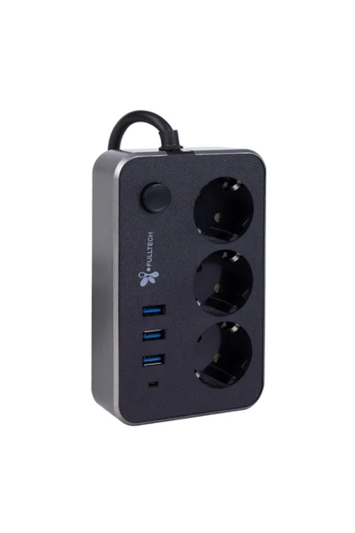 Airstorr Ftr-02 Üçlü Akım Korumalı Çocuk Korumalı 3 Usb'li Grup Priz 1,8 M